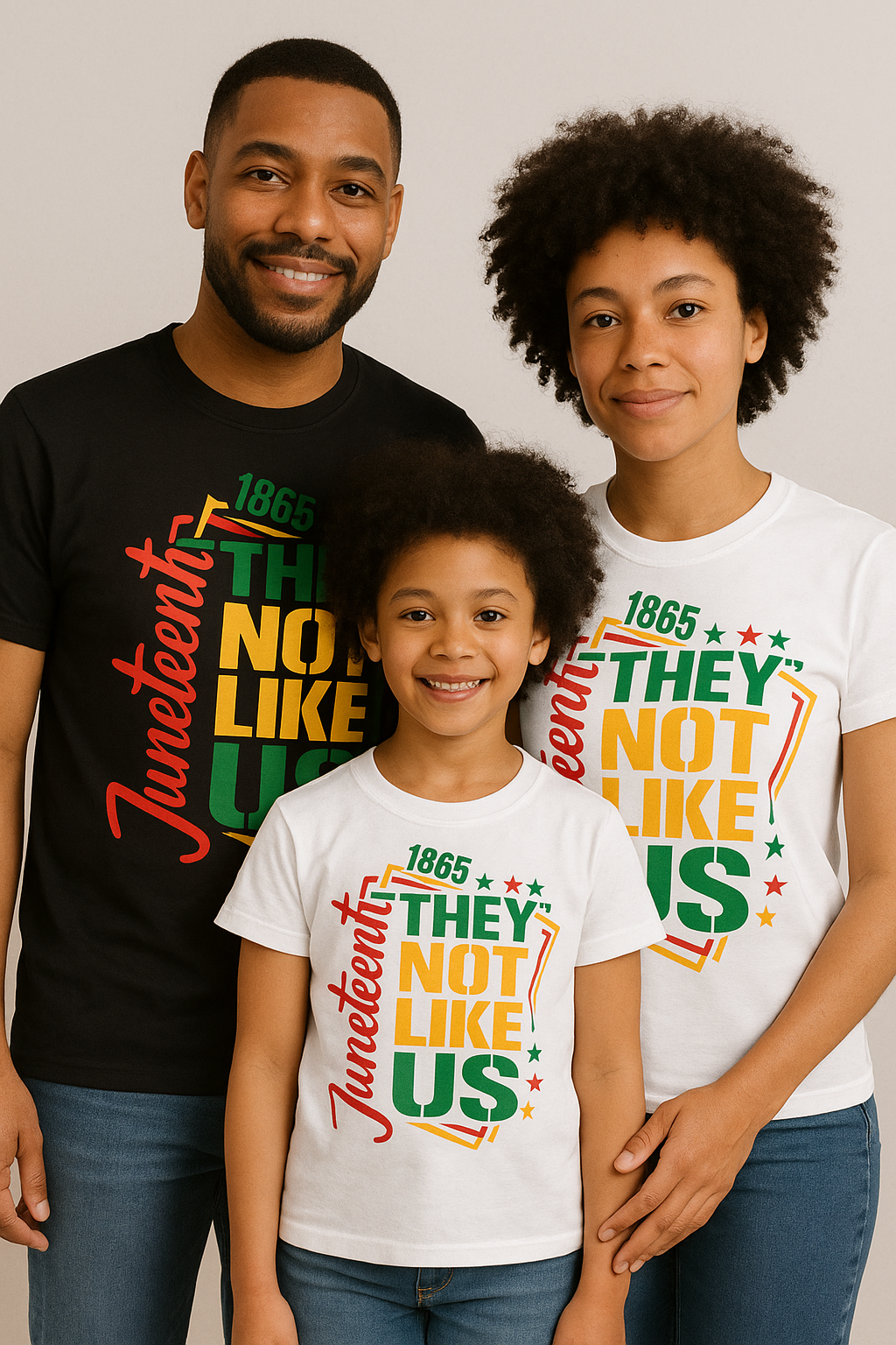 Juneteenth 1865 Family Matching T-Shirts – "They Not Like Us" Unisex Tees – Black Pride Apparel for Men, Women & Kids