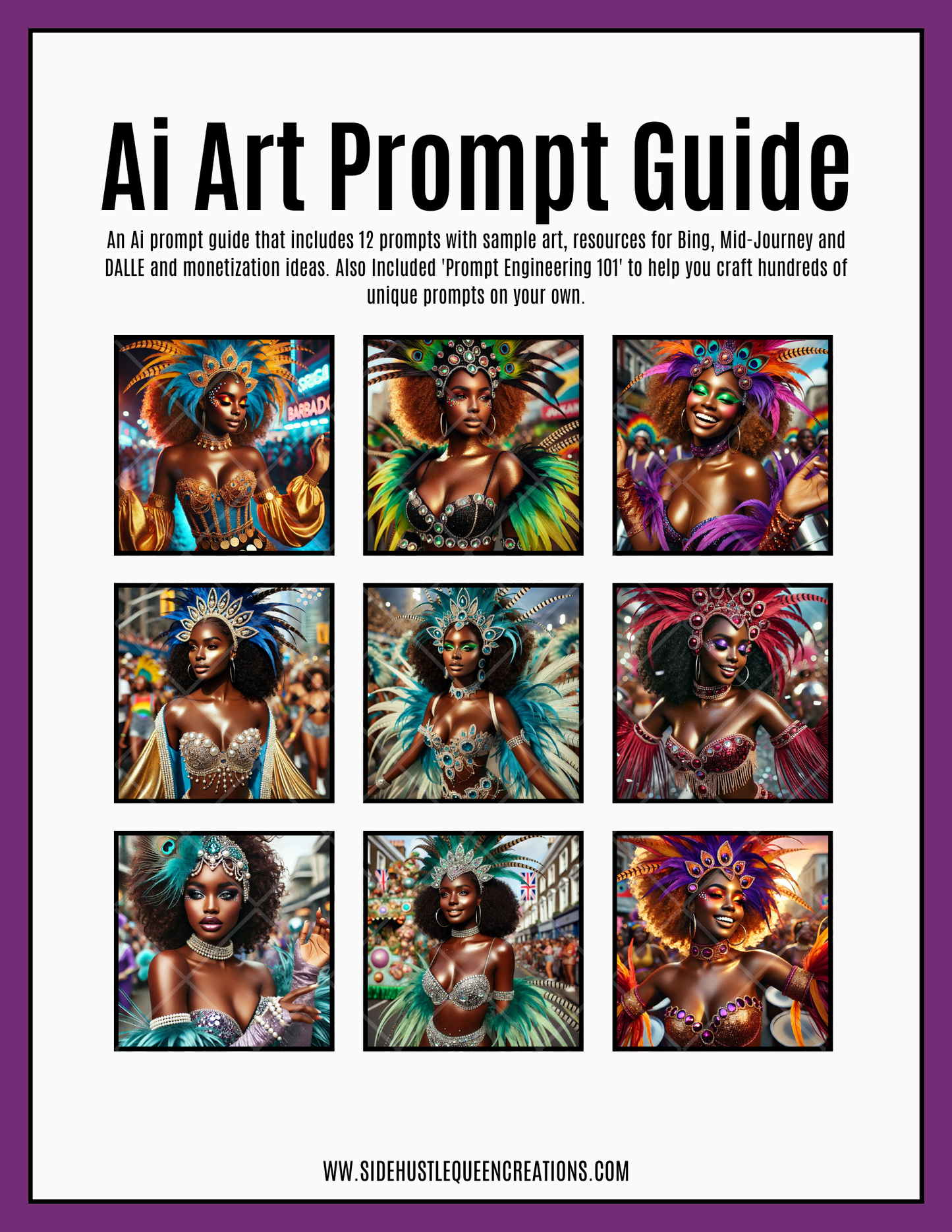 DALL-E AI Art Prompt Book: Vibrant Carnival Themes Featuring Black Women