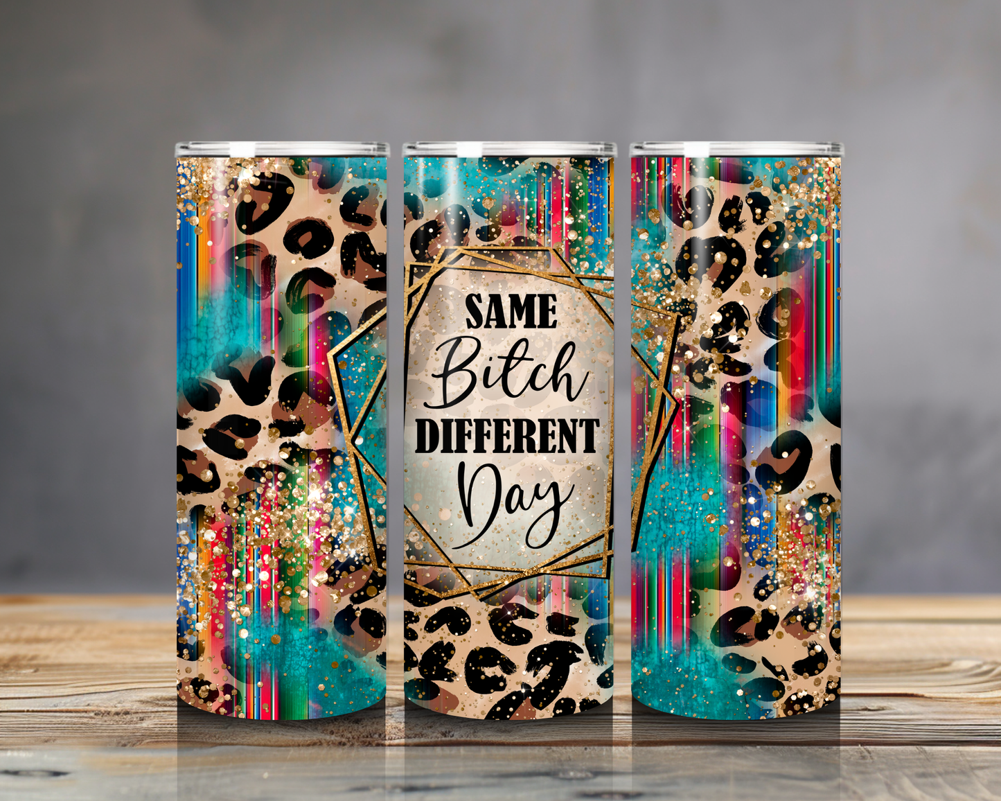 Leopard Print Attitude Tumbler - 20oz Stainless Steel Sassy Quote Travel Mug