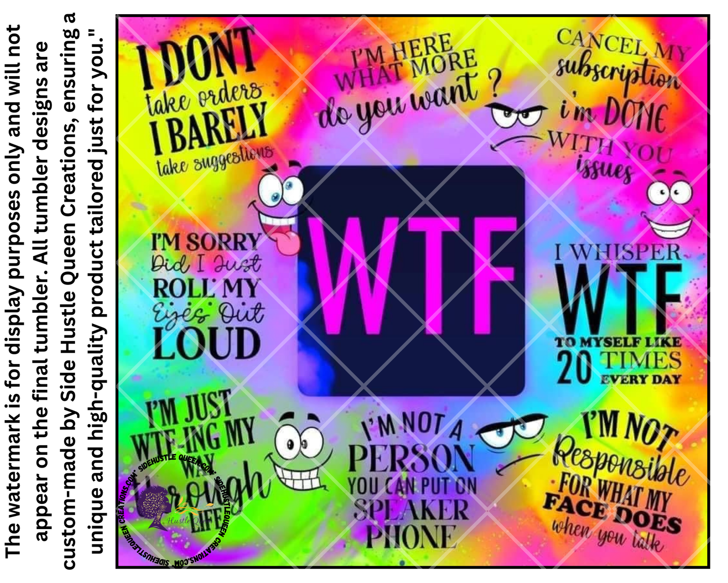 WTF Tumbler - 20oz Stainless Steel Funny Sarcastic Travel Mug