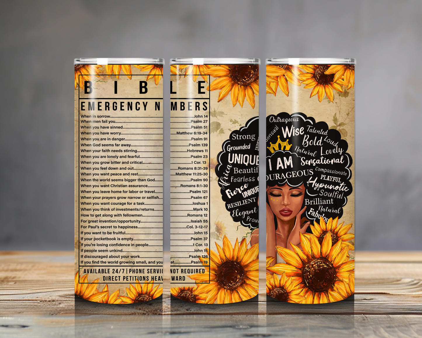 Bible Emergency Numbers Tumbler - 20oz Stainless Steel Christian Faith & Affirmation Mug