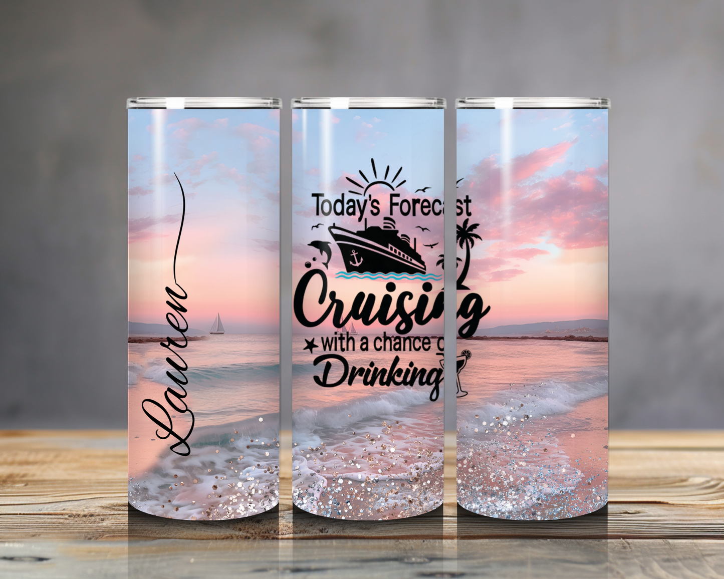 Cruise Tumbler – “Today’s Forecast Cruising with a Chance of Drinking” – Personalized 20oz Vacation Cup for Beach & Boat Lovers