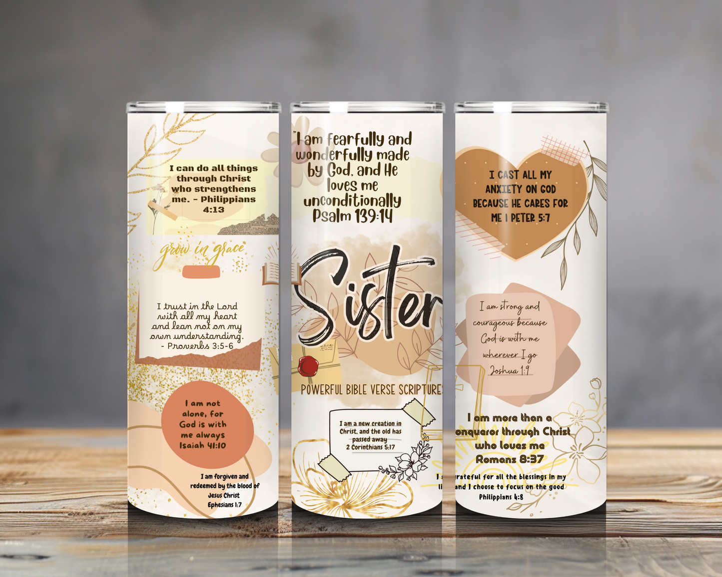 Sister Scripture Tumbler - 20oz Double-Wall Stainless Steel Christian Gift for Women, Faith-Based Travel Mug