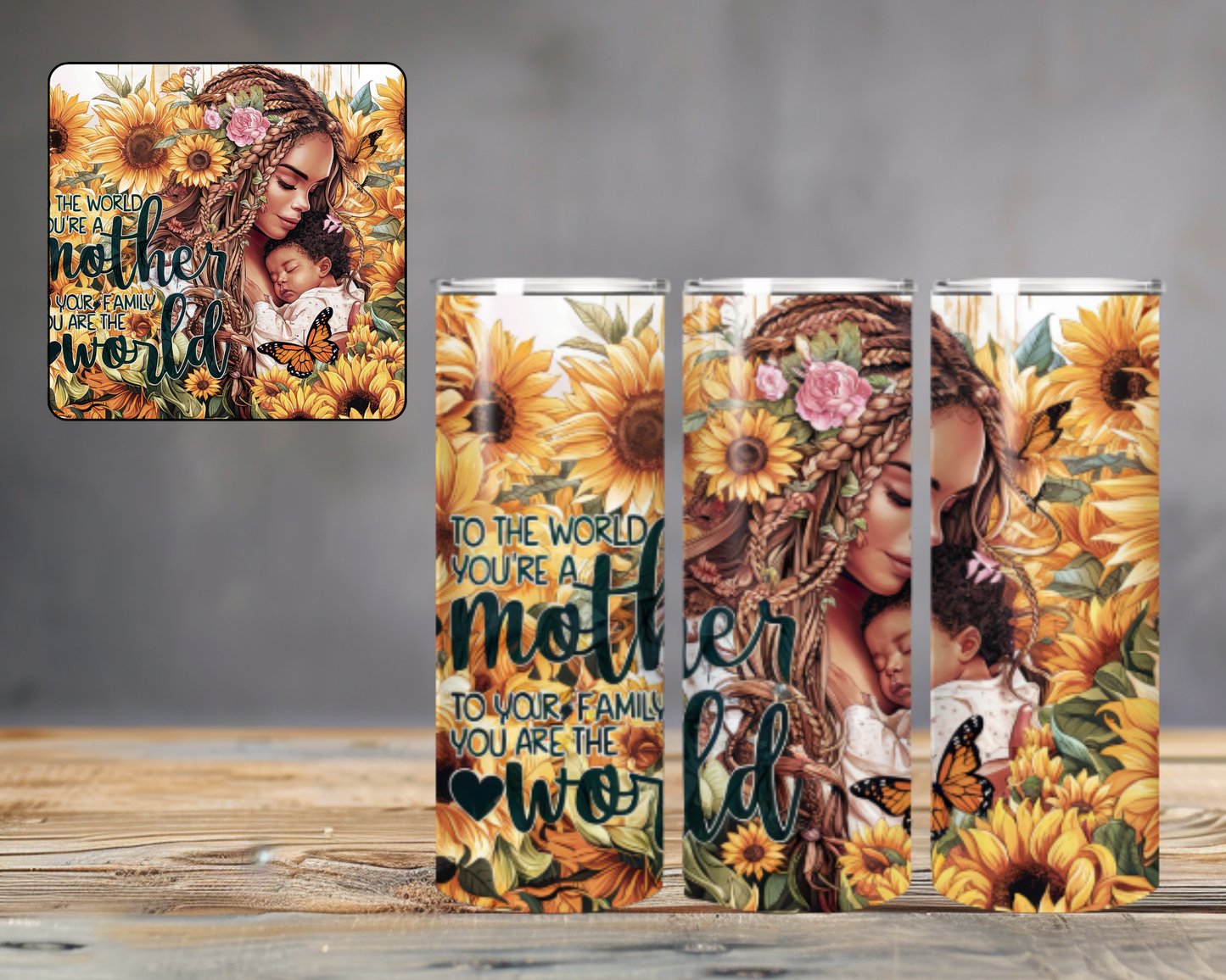 6 Sublimation PNGs for 20oz Skinny Mom Tumblers Designs – Vibrant Floral, Afro Mom, Butterfly & More – Instant Digital Download