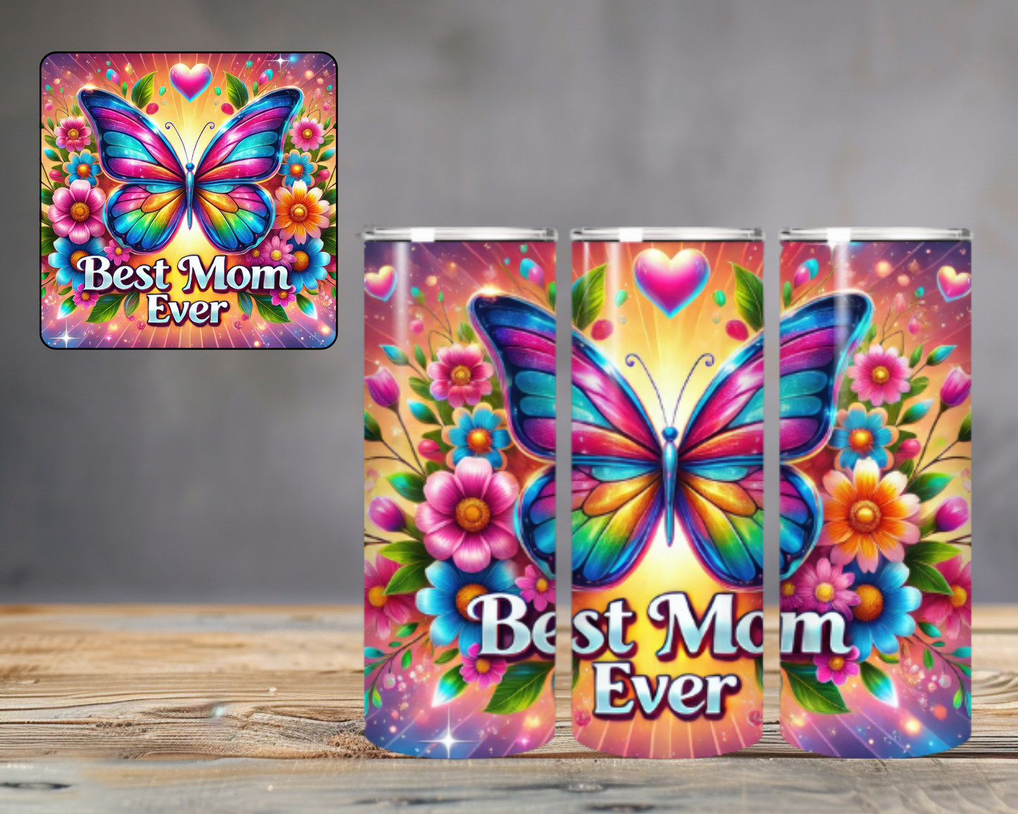 6 Sublimation PNGs for 20oz Skinny Mom Tumblers Designs – Vibrant Floral, Afro Mom, Butterfly & More – Instant Digital Download