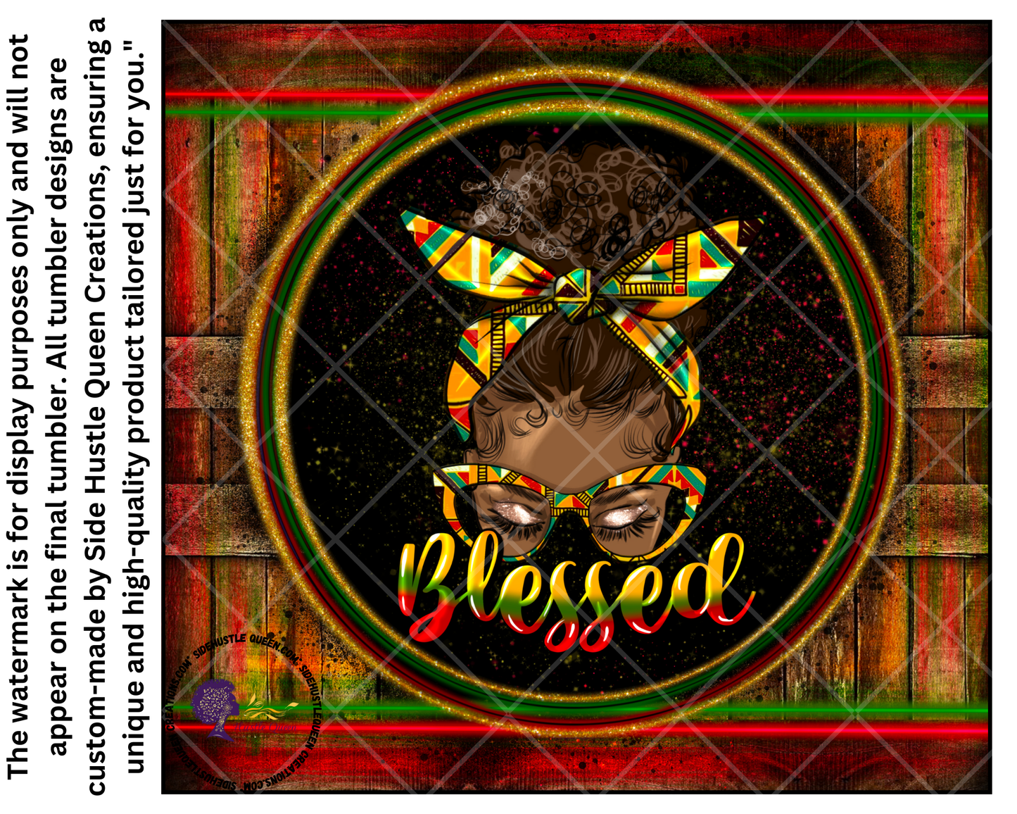 Blessed Tumbler - 20oz Stainless Steel African Print Black Girl Magic Tumbler