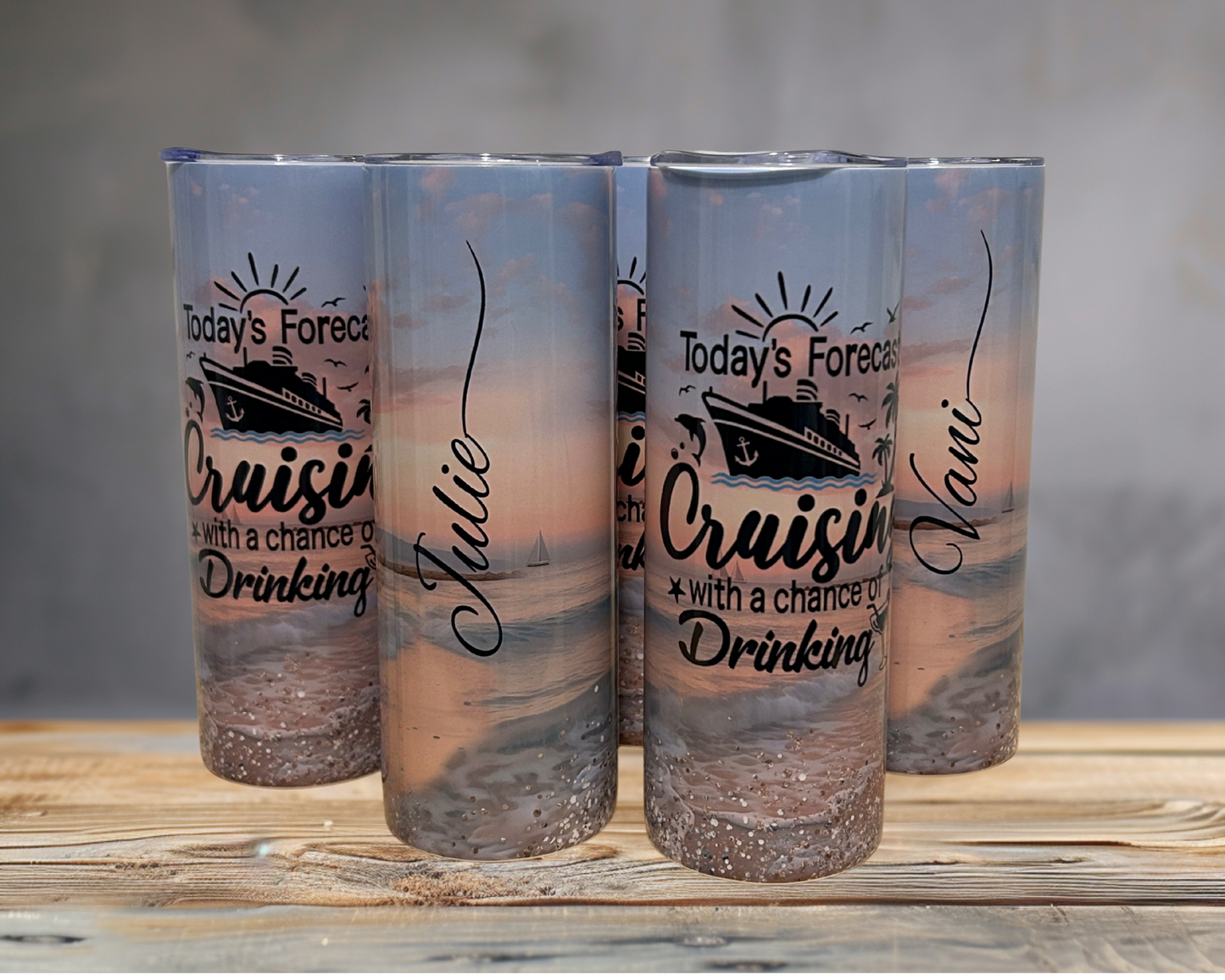 Cruise Tumbler – “Today’s Forecast Cruising with a Chance of Drinking” – Personalized 20oz Vacation Cup for Beach & Boat Lovers