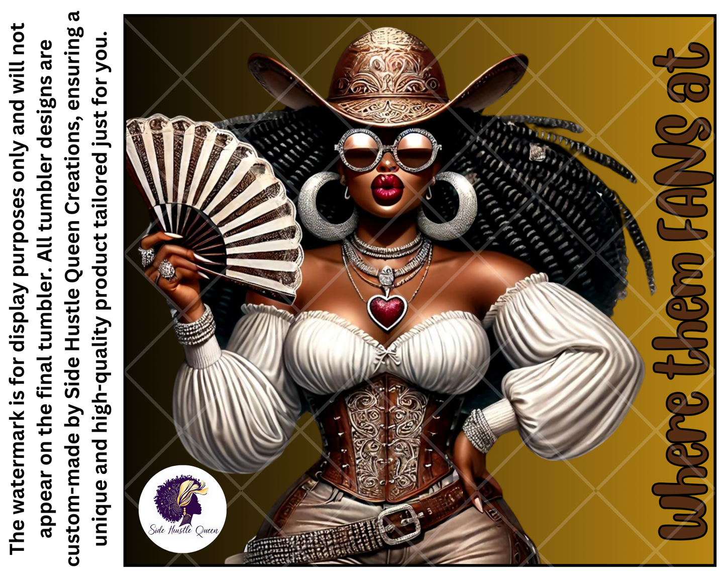 Where Them FANS At” Black Cowgirl Tumbler – Afro Diva Western Glam Cup
