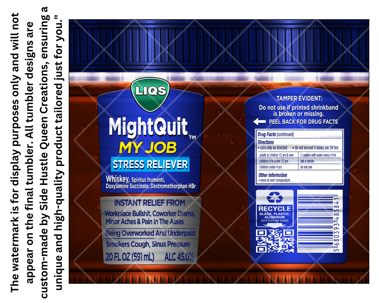 MightQuit My Job 20oz Stainless Steel Tumbler – Funny Work Stress Reliever Cup