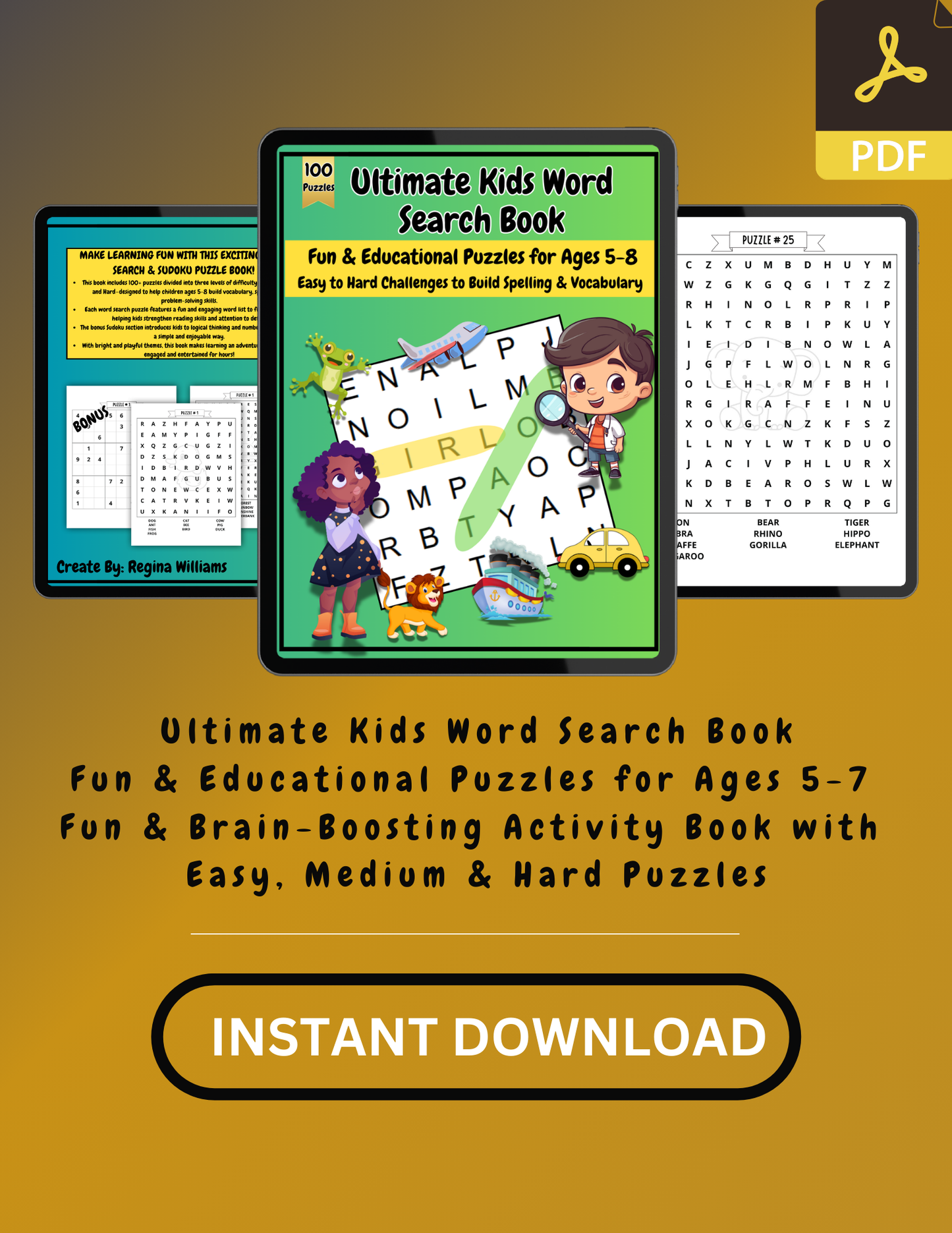 Ultimate Kids Word Search Book: Fun & Educational Puzzles for Ages 5-8 | Easy to Hard Challenges to Build Spelling & Vocabulary