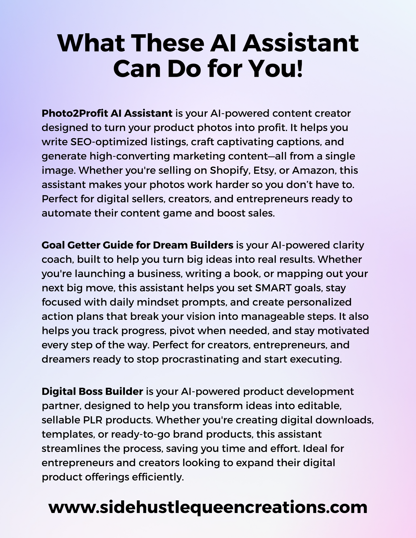 3 Custom-Trained AI Assistants for Entrepreneurs – Productivity, Marketing & Goal-Setting Power Pack