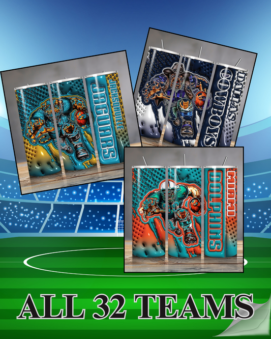 Football Fan Tumbler | All 32 Team-Inspired Designs | Game Day Ready Drinkware