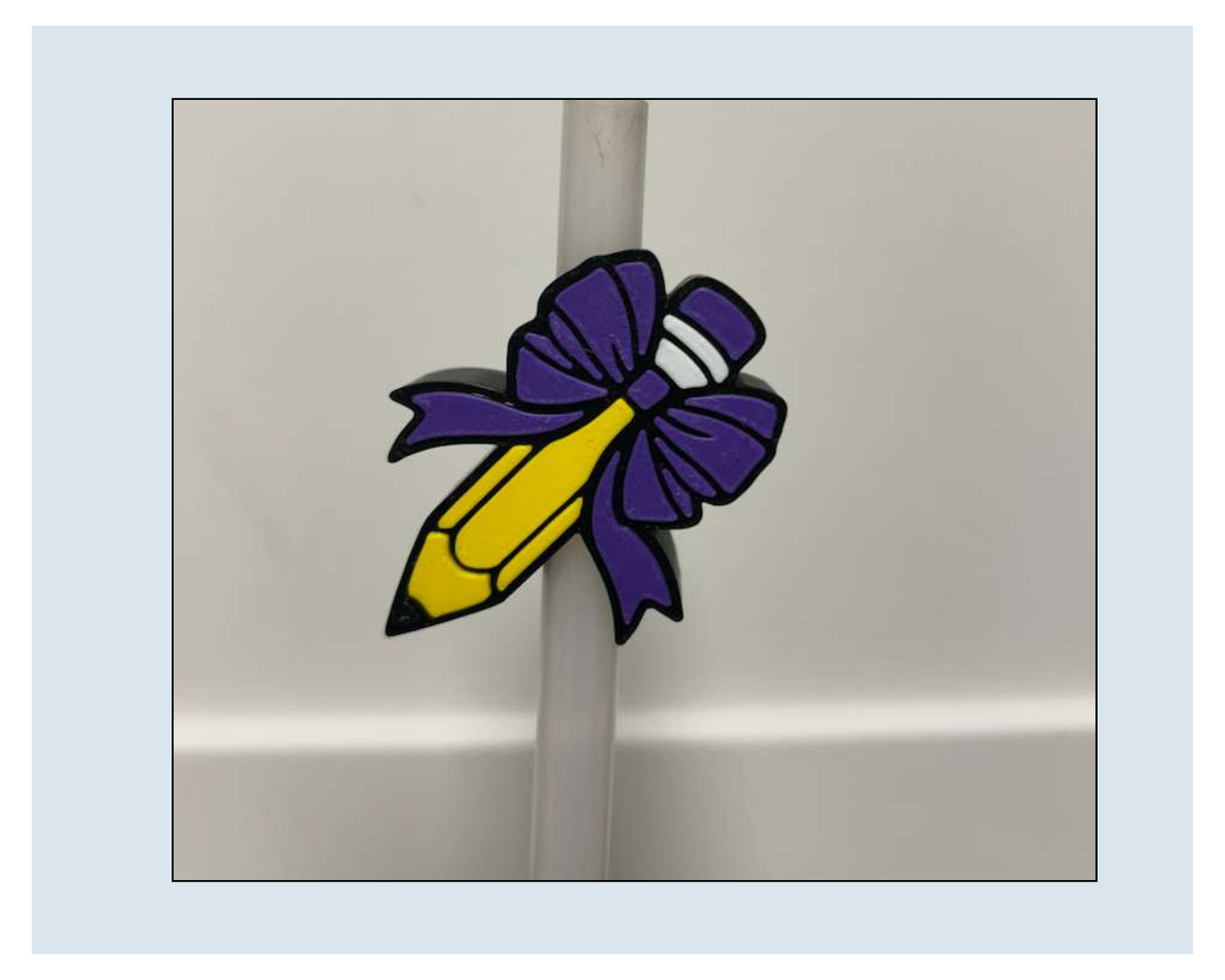 3D Printed Pencil Straw Topper – Kawaii Bow Cup Charm – Tumbler Accessory for Stationery Lovers – Reusable Straw Decoration