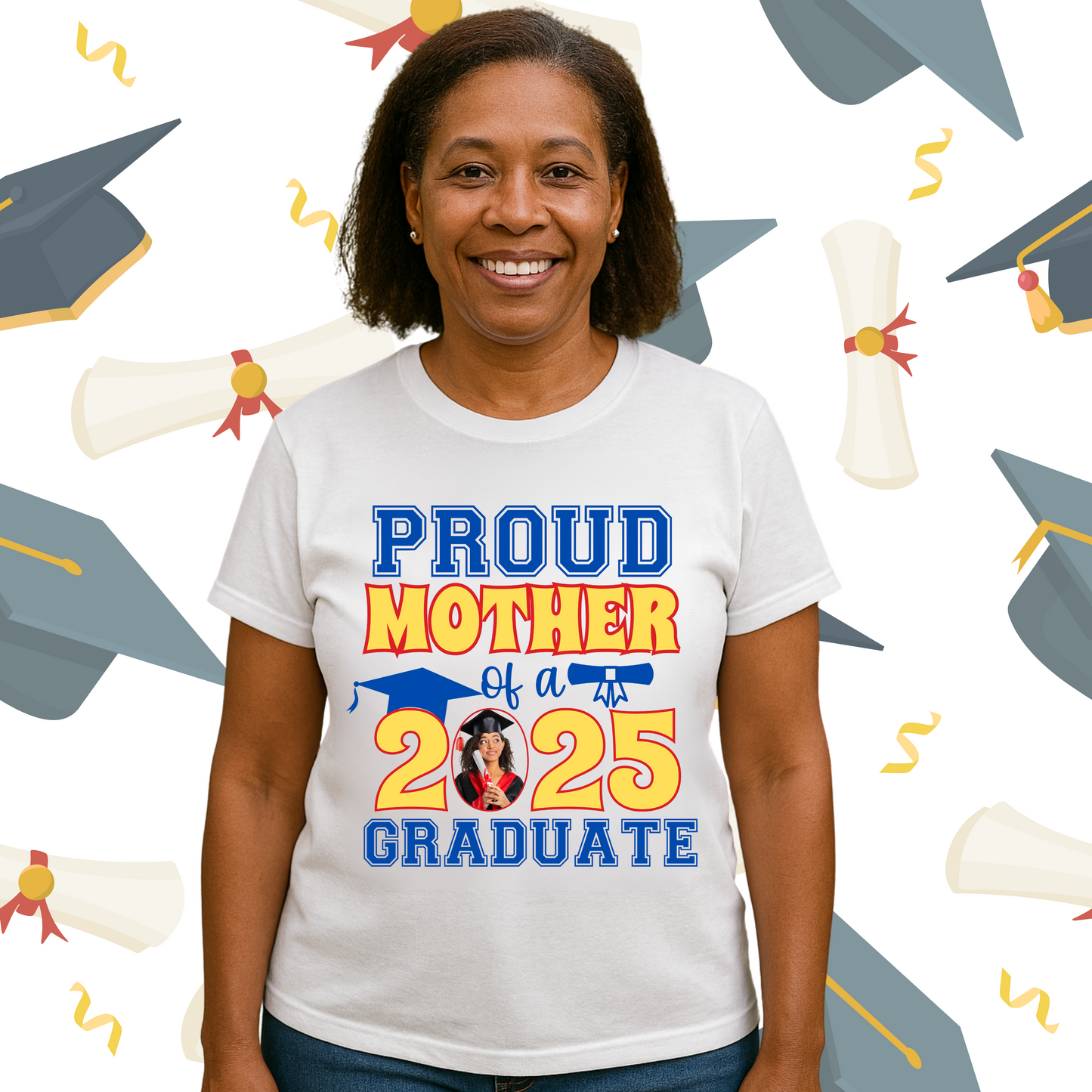 Proud Mother of a 2025 Graduate T-Shirt – Custom Graduation Shirt for Moms – Class of 2025 Gift Idea