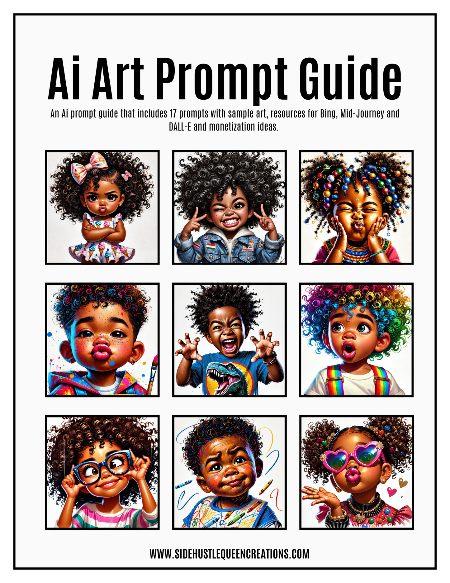 Funny Face Kids Art Prompt Guide – 16 DALL·E Prompts for AI Art Creators