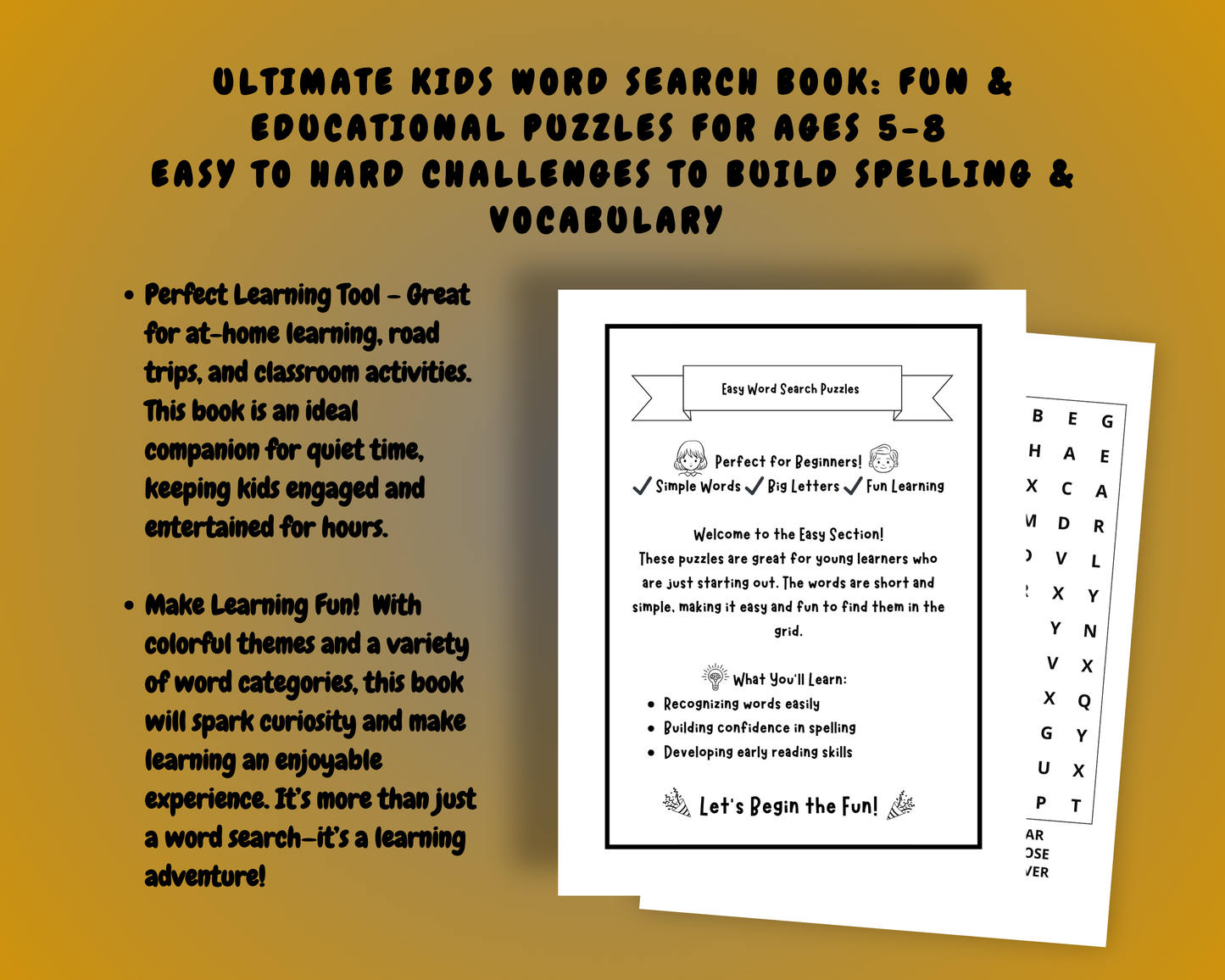 Ultimate Kids Word Search Book: Fun & Educational Puzzles for Ages 5-8 | Easy to Hard Challenges to Build Spelling & Vocabulary